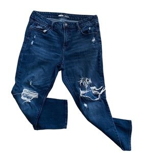 OLD NAVY Size 14P Cropped Distressed Dark wash Jeans
